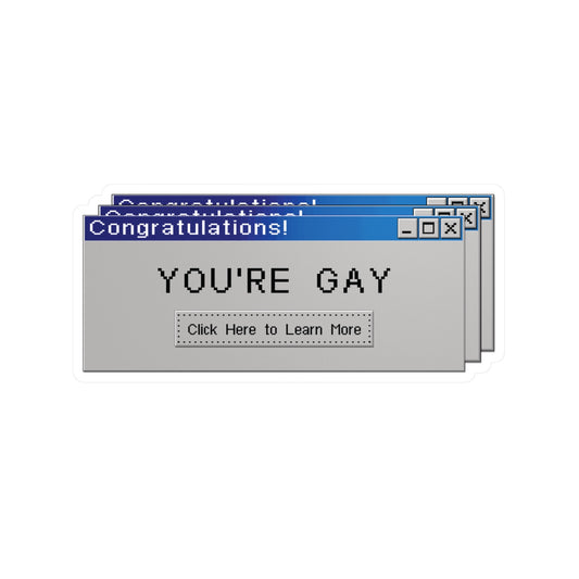 You're Gay Pop up ad Water-resistant sticker
